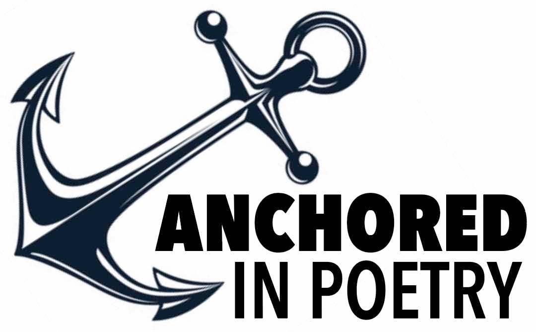 Black and white logo showing an anchor with the words "Anchored in Poetry"